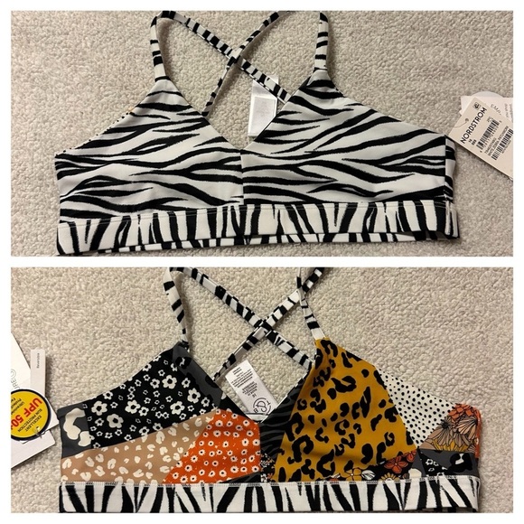 Treasure & Bond Girl’s Reversible Zebra Patchwork Bikini Top - Picture 12 of 12
